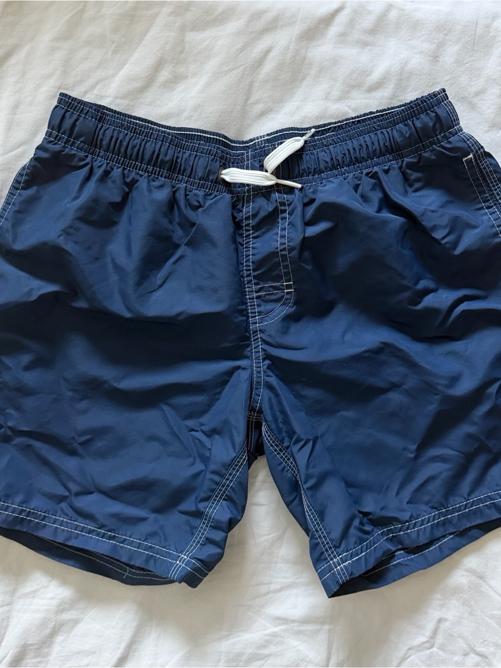 Sundek Boys Navy Blue Swim Trunks with White Drawstring